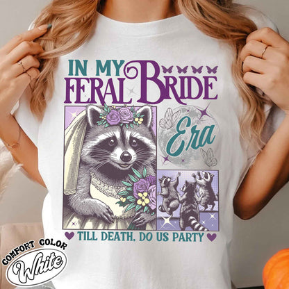 Funny Bride Shirt, Raccoon Bride Shirt, in My Raccoon Bride Era Shirt, Gift for Bride, Distressed Retro Raccoon Bride Comfort Colors TShirt