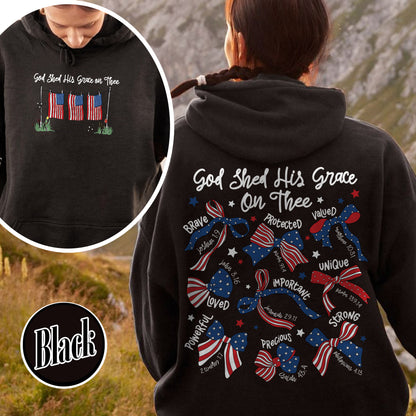 4th of July Hoodie, God Shed His Grace on Thee Hoodie, Christian Patriotic Sublimation Hoodie