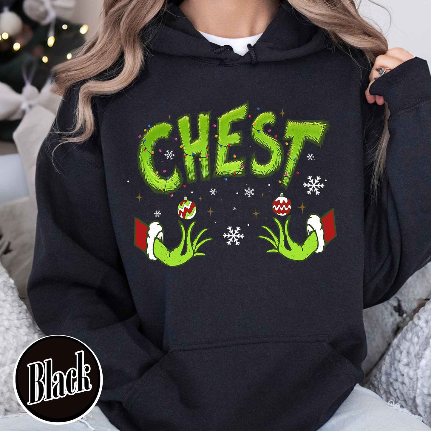 Chest Nuts Couples Matching Hoodie, Funny Couple Christmas Hoodie, Matching Christmas Outfits Boyfriend Girlfriend, Chest Nuts Christmas Hoodie