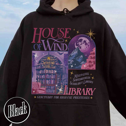 Bookish Hoodie, House of Wind Library Hoodie, Acotar Hoodie, Library Velaris Hoodie