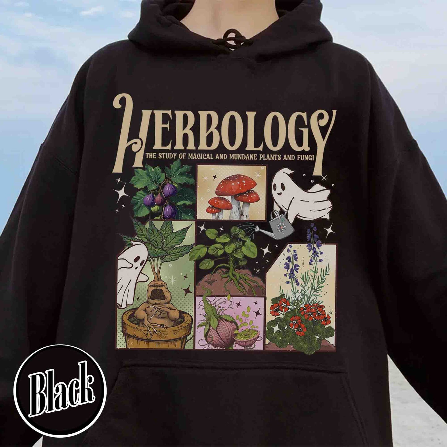 Halloween Hoodie, Herbology Plants Hoodie, Gardening Hoodie, Cute Ghost Hoodie