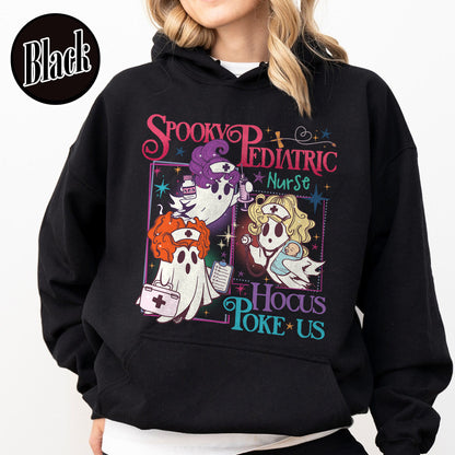 Halloween PEDs Nurse Hoodie, Hocus Poke Us Witch Nurse Hoodie, Spooky Pediatric Nurse Hoodie