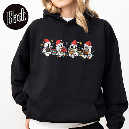 Book Lover Hoodie, Christmas Cute Ghost Read Acotar Book Hoodie, Christmas Ghost Reading Hoodie