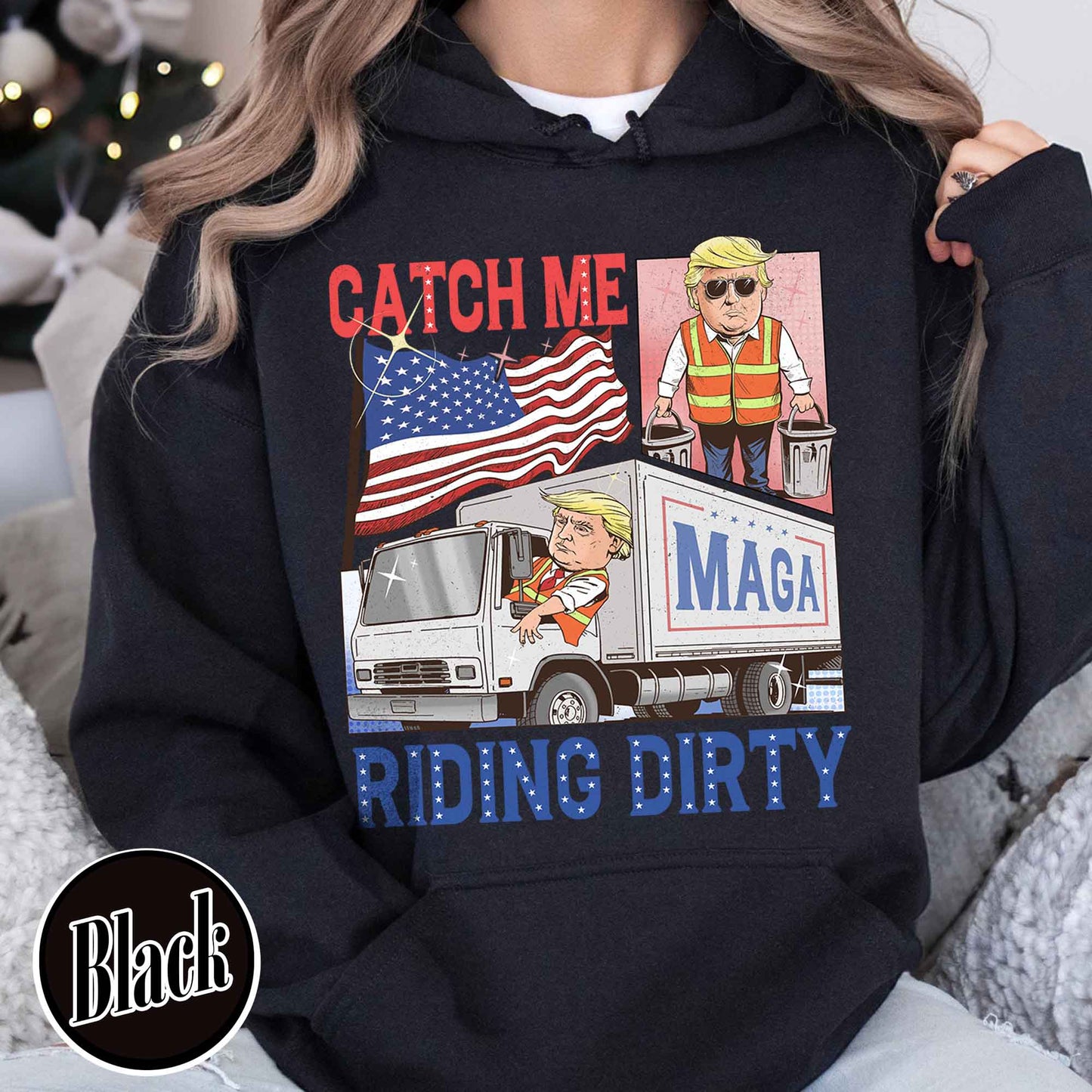 Trump Garbage Man in Trash Truck Hoodie, Republican Hoodie, Trump Supporter Hoodie, MAGA, Daddy’s Home Hoodie, Trump 2024 Hoodie, Garbage Team Hoodie