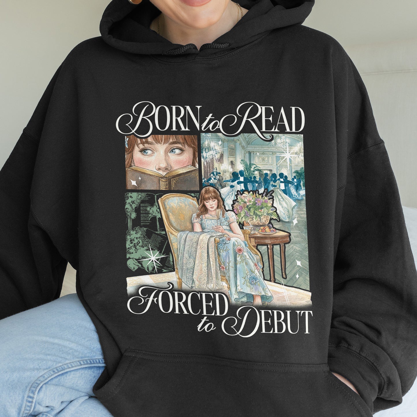 Born to Read, Forced to Debut – Eloise Bridgerton Inspired – Regency Book Lover Aesthetic Hoodie