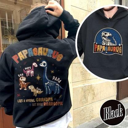 Papasaurus Hoodie, Custom Papasaurus Hoodie, Personalized Grandpasaurus Like a Normal Grandpa but More Roarsome Hoodie, Papa Hoodie, Fathers Day