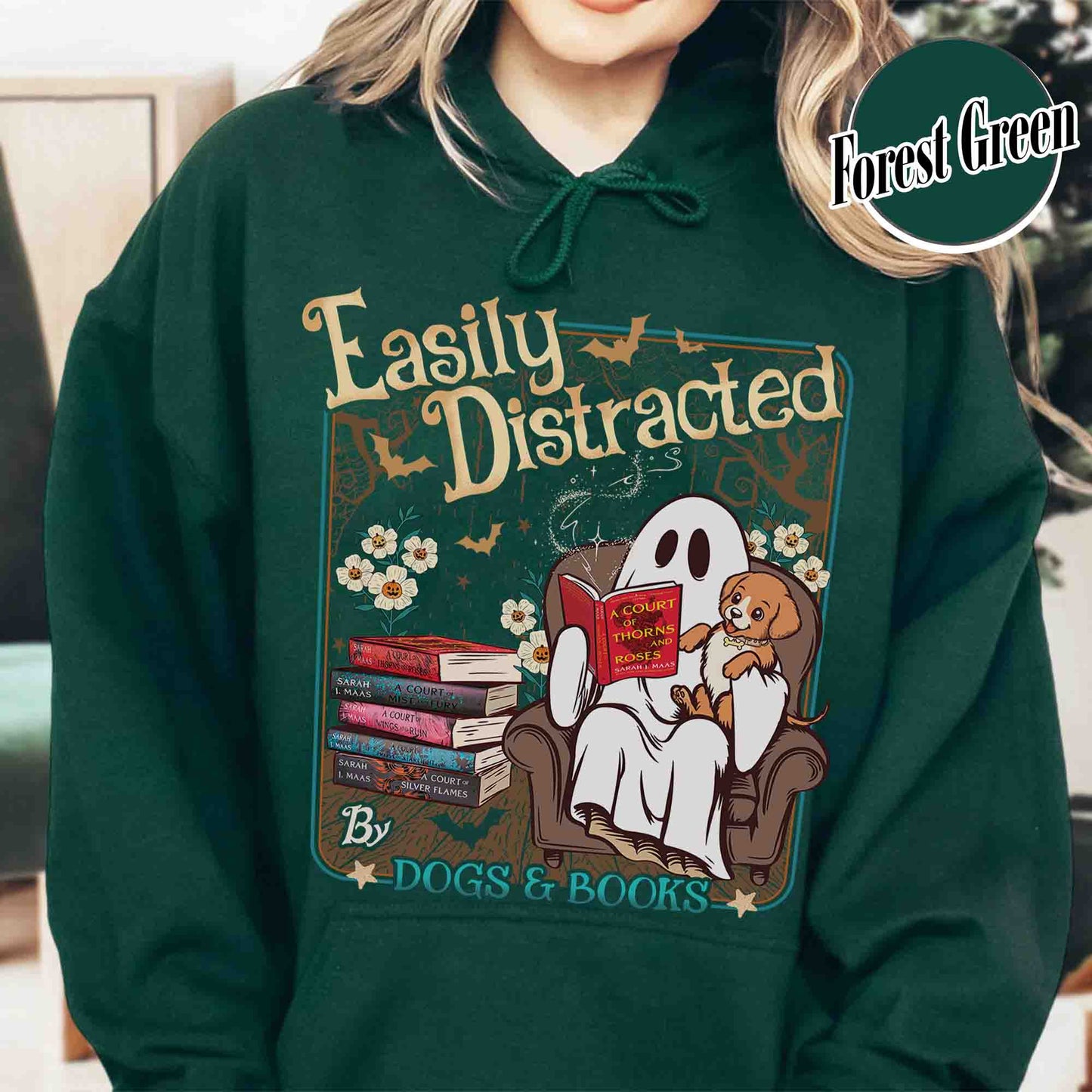 Halloween Book Lover Hoodie, Easily Distracted Cats and Books Hoodie, Books and Black Cats Hoodie