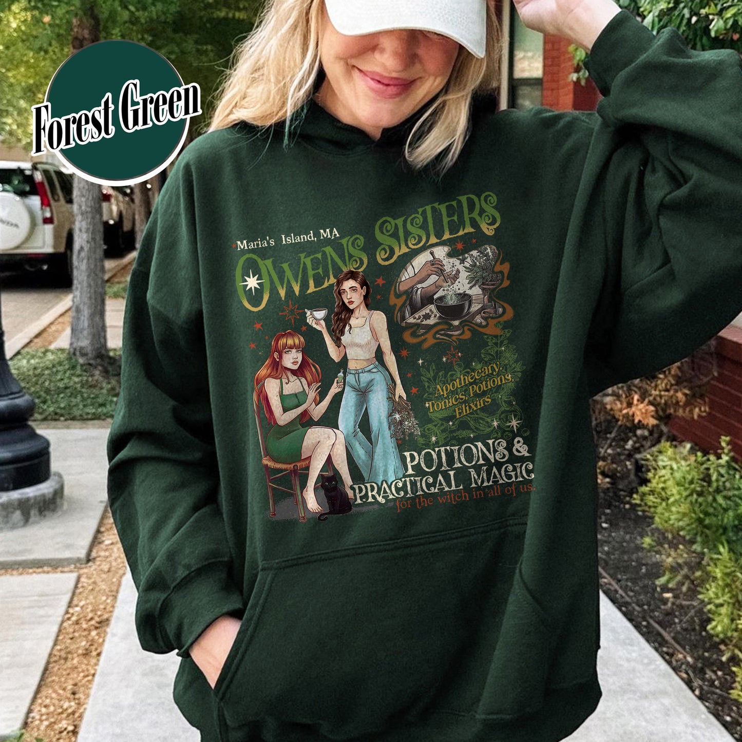 Salem Apothecary Halloween Hoodie, Owens Sisters Apothecary Witchy Hoodie