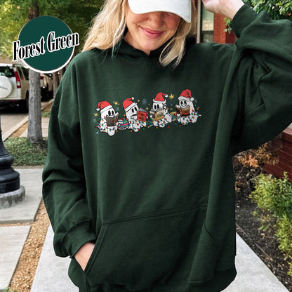 Book Lover Hoodie, Christmas Cute Ghost Read Acotar Book Hoodie, Christmas Ghost Reading Hoodie