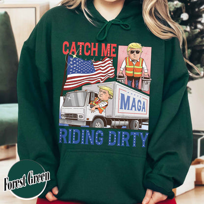 Trump Garbage Man in Trash Truck Hoodie, Republican Hoodie, Trump Supporter Hoodie, MAGA, Daddy’s Home Hoodie, Trump 2024 Hoodie, Garbage Team Hoodie