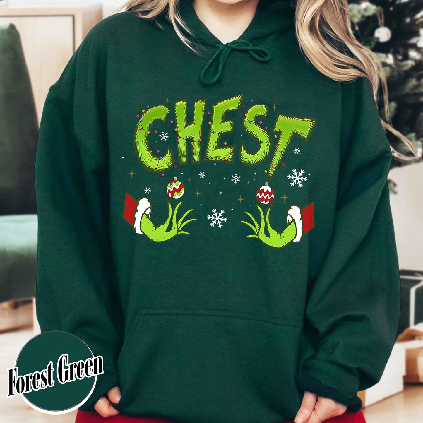 Chest Nuts Couples Matching Hoodie, Funny Couple Christmas Hoodie, Matching Christmas Outfits Boyfriend Girlfriend, Chest Nuts Christmas Hoodie