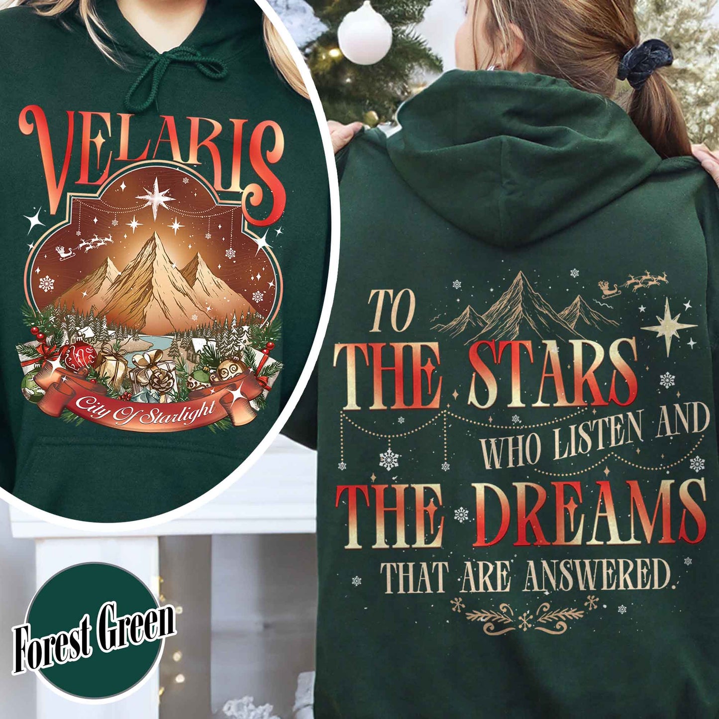 Velaris City of Starlight Two-Sided Hoodie, Velaris Hoodie Comfort Colors, Velaris City Starlight Hoodie, City of Velaris, Velaris Christmas Hoodie