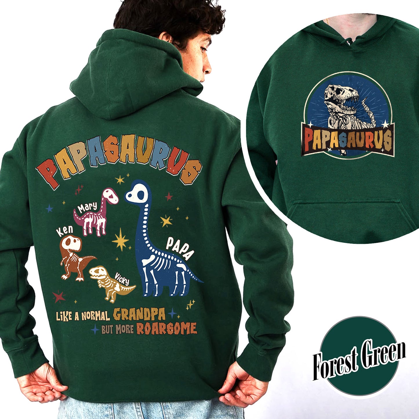 Papasaurus Hoodie, Custom Papasaurus Hoodie, Personalized Grandpasaurus Like a Normal Grandpa but More Roarsome Hoodie, Papa Hoodie, Fathers Day