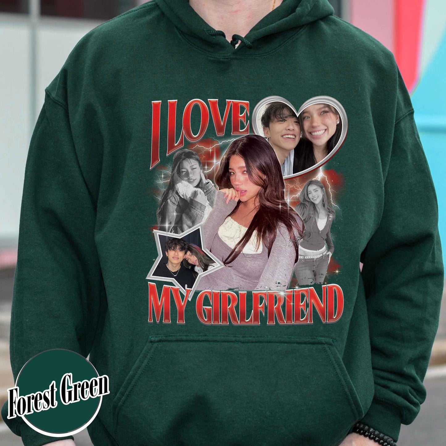 Valentine’s Day Hoodie, Custom I Love My Girlfriend Hoodie, Customm Photo Rap Hoodie