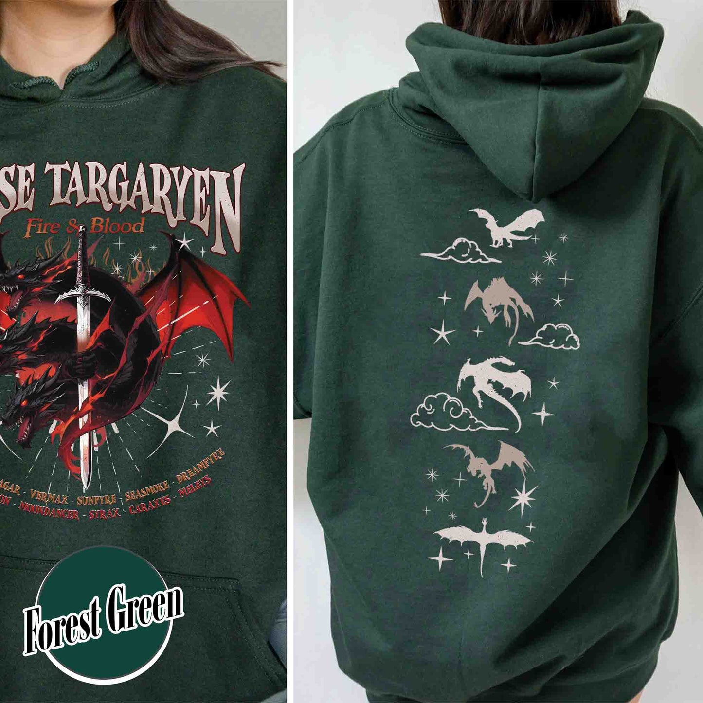 HOTD Hoodie, House of the D Hoodie, GOT Hoodie, Meleys, Hoodie With Dragons, Dragon Lovers Hoodie, Targaryen Hoodie, Team Black, Dragons
