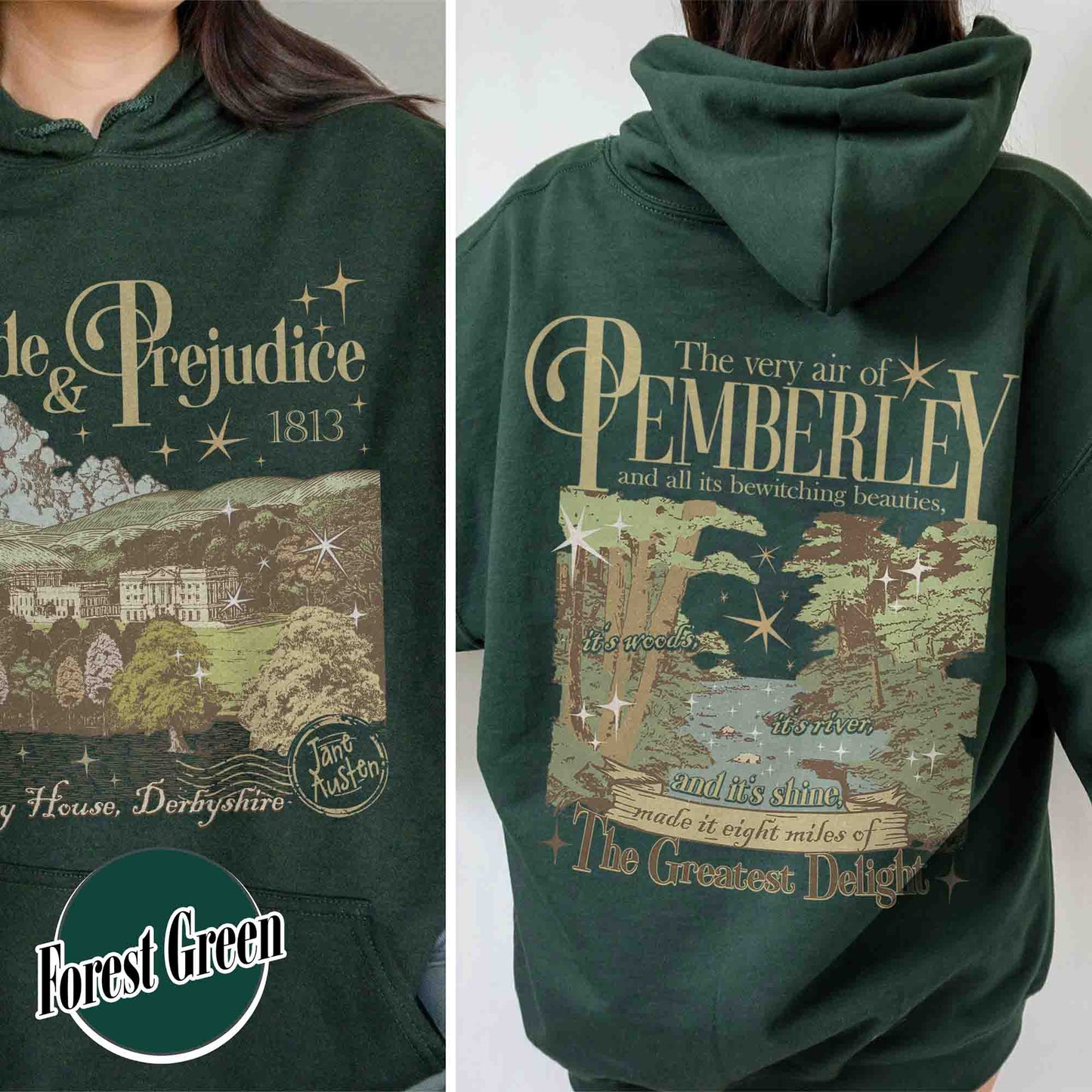 Bookish Hoodie, Pemberley Est 1813 Hoodie, Pride and Prejudice Hoodie, Jane Austen Mr Darcy Hoodie