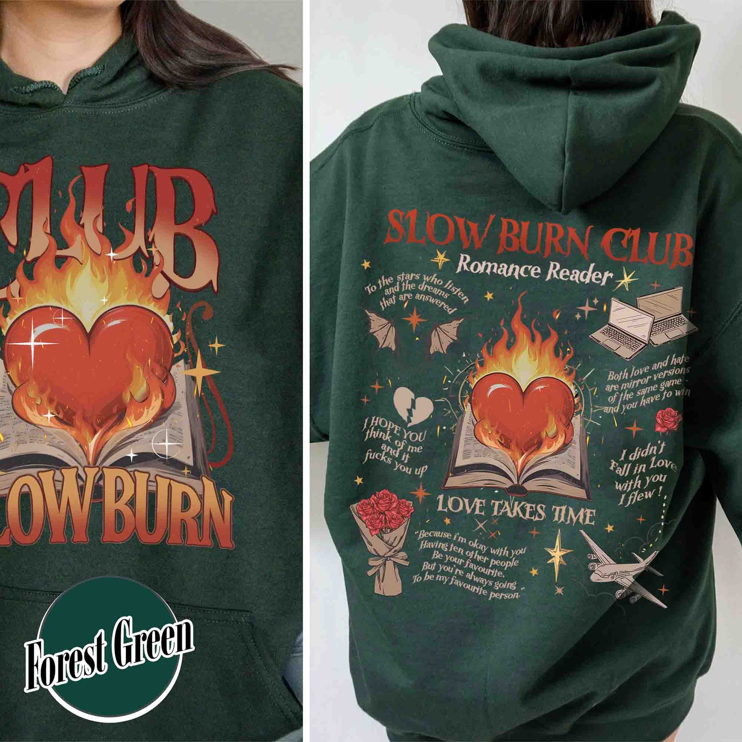 Bookish Hoodie, Slow Burn Book Club Hoodie, Romance Reader Book Club Hoodie