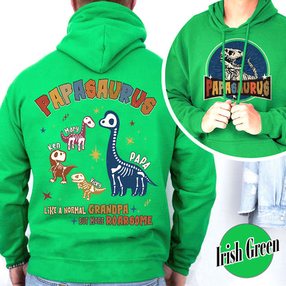 Papasaurus Hoodie, Custom Papasaurus Hoodie, Personalized Grandpasaurus Like a Normal Grandpa but More Roarsome Hoodie, Papa Hoodie, Fathers Day
