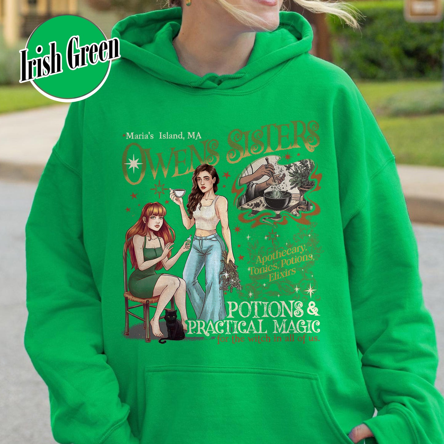 Salem Apothecary Halloween Hoodie, Owens Sisters Apothecary Witchy Hoodie