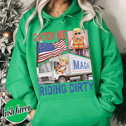 Trump Garbage Man in Trash Truck Hoodie, Republican Hoodie, Trump Supporter Hoodie, MAGA, Daddy’s Home Hoodie, Trump 2024 Hoodie, Garbage Team Hoodie