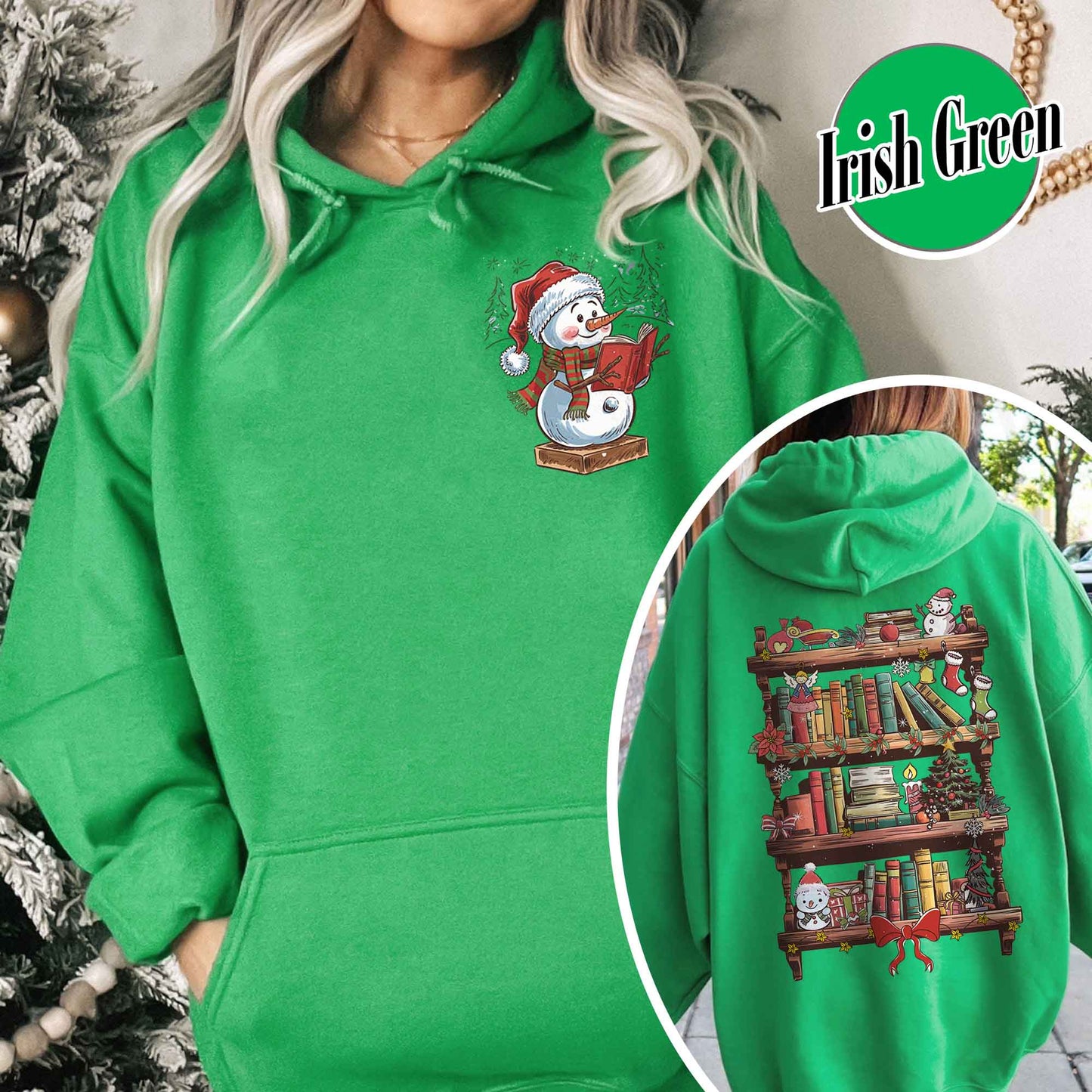 Funny Librarian Hoodie, Book Lover Librarian Gift, Bookworm Christmas Hoodie, Library Hoodie for Christmas, Snowman Read Book Hoodie