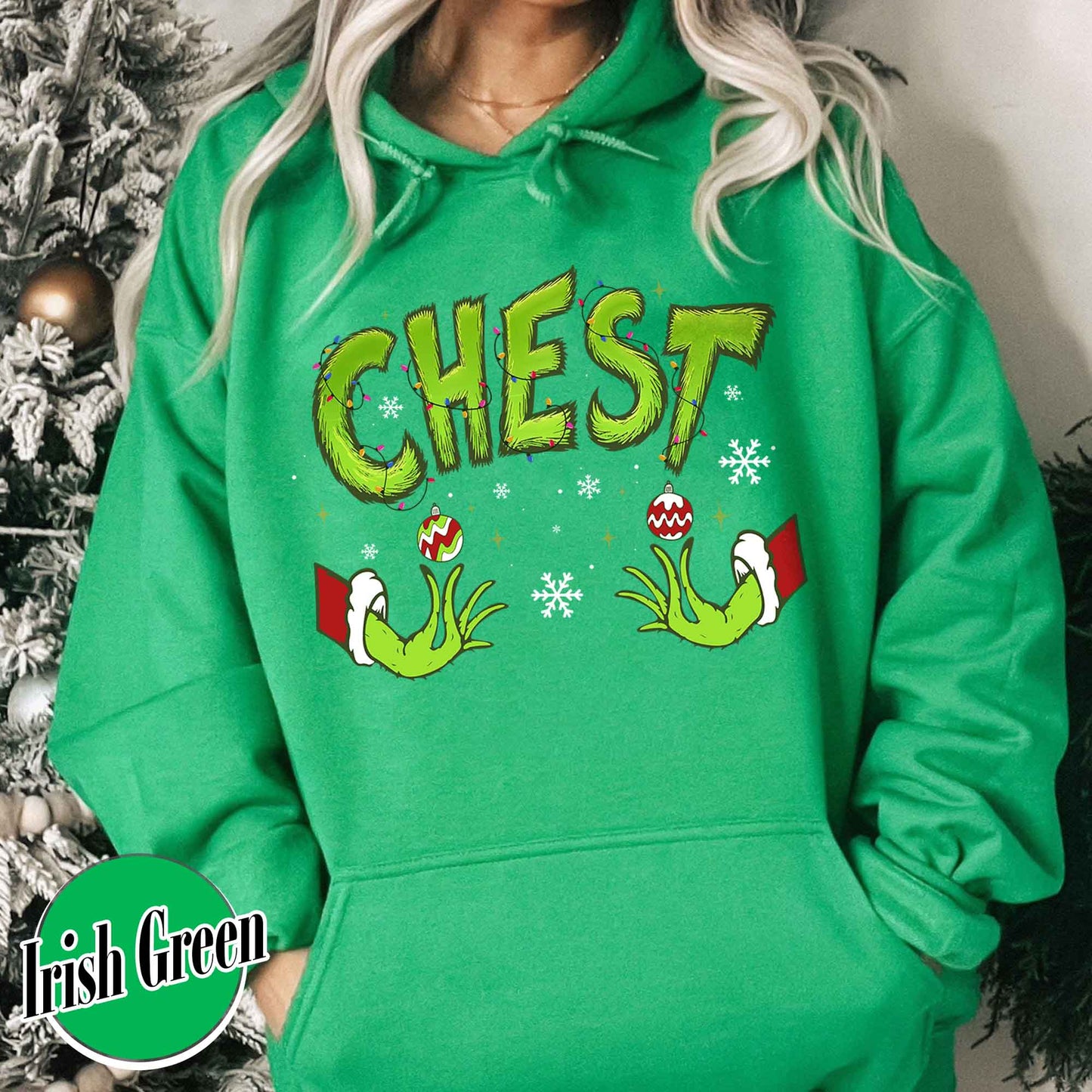 Chest Nuts Couples Matching Hoodie, Funny Couple Christmas Hoodie, Matching Christmas Outfits Boyfriend Girlfriend, Chest Nuts Christmas Hoodie