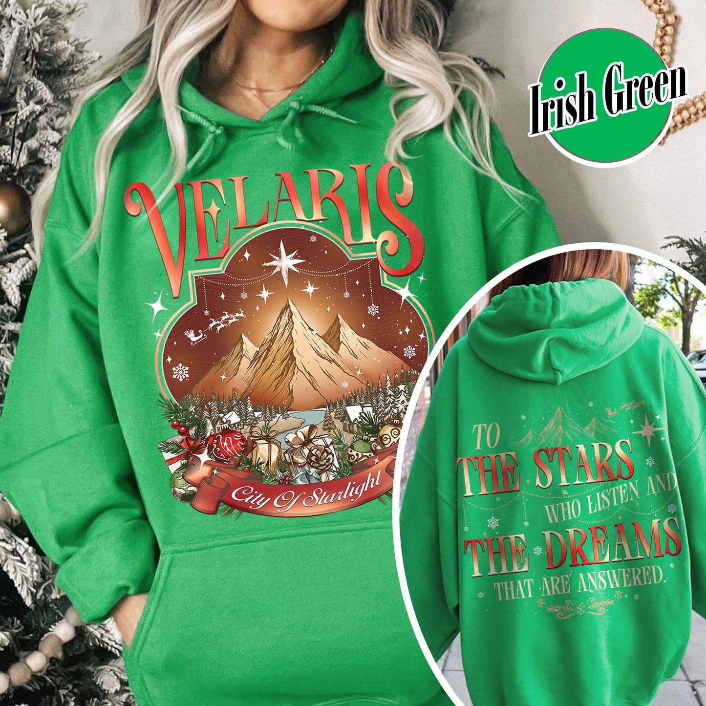 Velaris City of Starlight Two-Sided Hoodie, Velaris Hoodie Comfort Colors, Velaris City Starlight Hoodie, City of Velaris, Velaris Christmas Hoodie