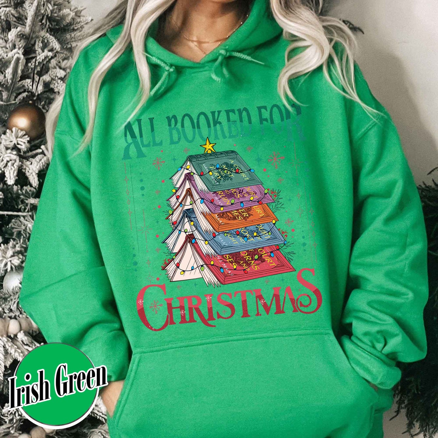 All Booked for Christmas Hoodie, ACOTAR, TOG, Dark Romance Hoodie, ACOTAR All Booked for Christmas Hoodie, Dragon Rider, Book Christmas Tree Hoodie