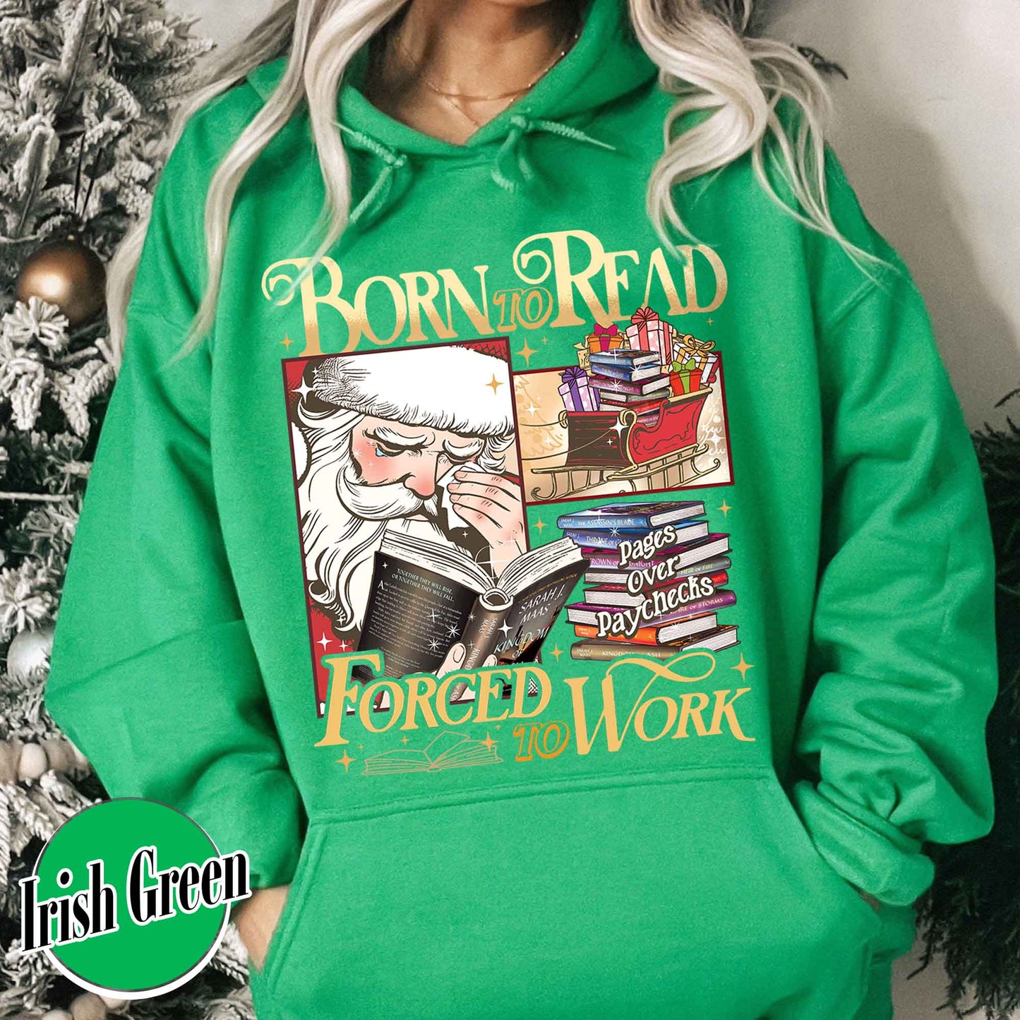 Christmas Born To Read Hoodie, Born To Read Forced To Work Hoodie, Born To Read Bookish Hoodie, Born To Read Forced Hoodie, Christmas Book Hoodie