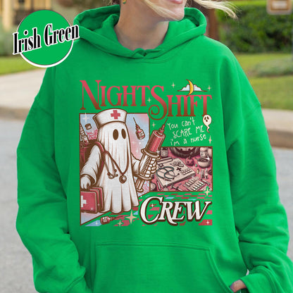 Halloween RN Hoodie, Night Shift Crew Ghost Hoodie, Registered Nurse Halloween Hoodie