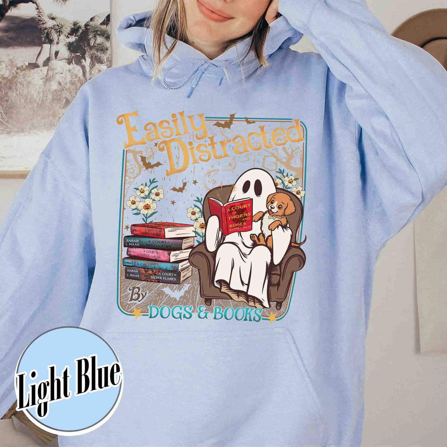 Halloween Book Lover Hoodie, Easily Distracted Cats and Books Hoodie, Books and Black Cats Hoodie