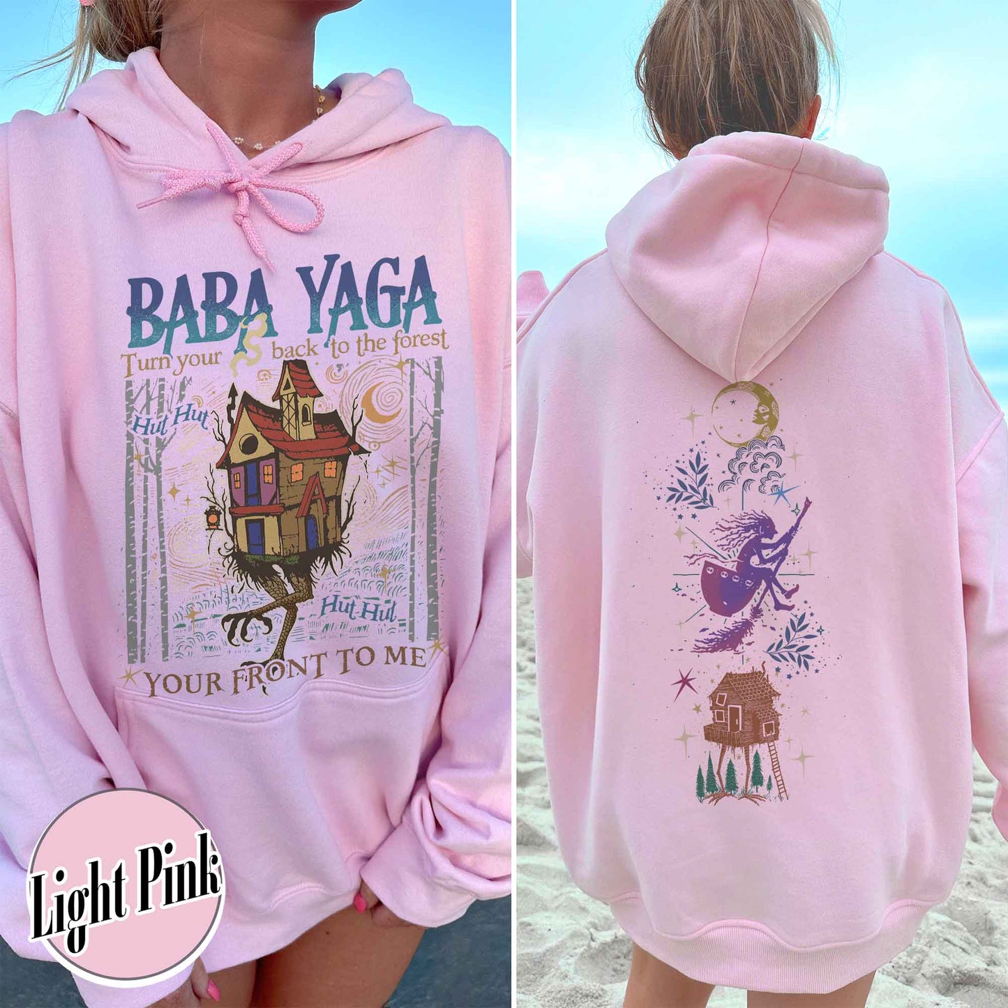 Baba Yaga Hoodie, Baba Yaga House Hoodie, Fairy Tale Hoodie, Baba Yaga Hut, Warm Slavic Folklore Graphic Hoodie for Witches