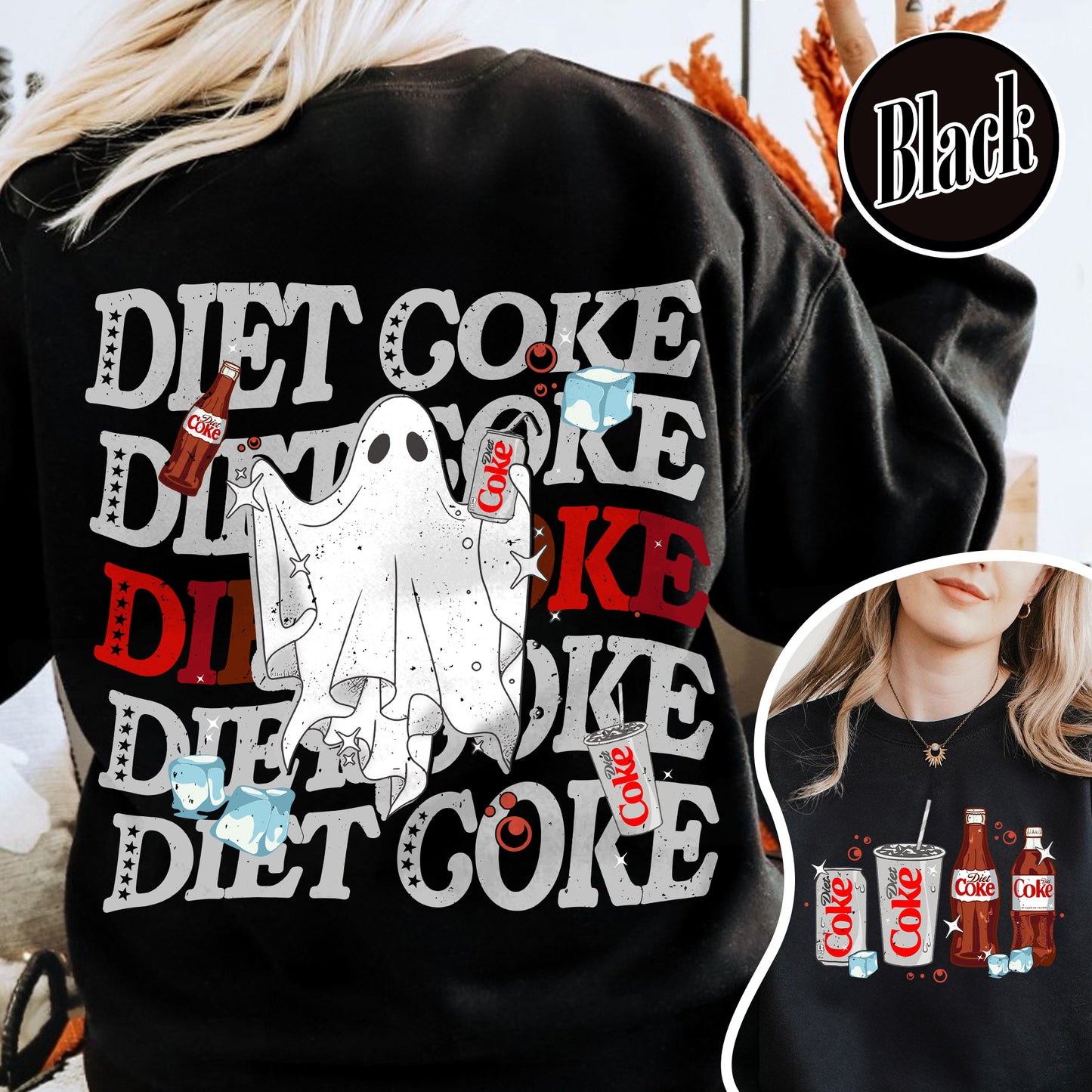 Halloweeen Ghost Sweatshirt, Diet Coke Ghost Sweatshirt, Diet Coke Teacher Sweatshirt