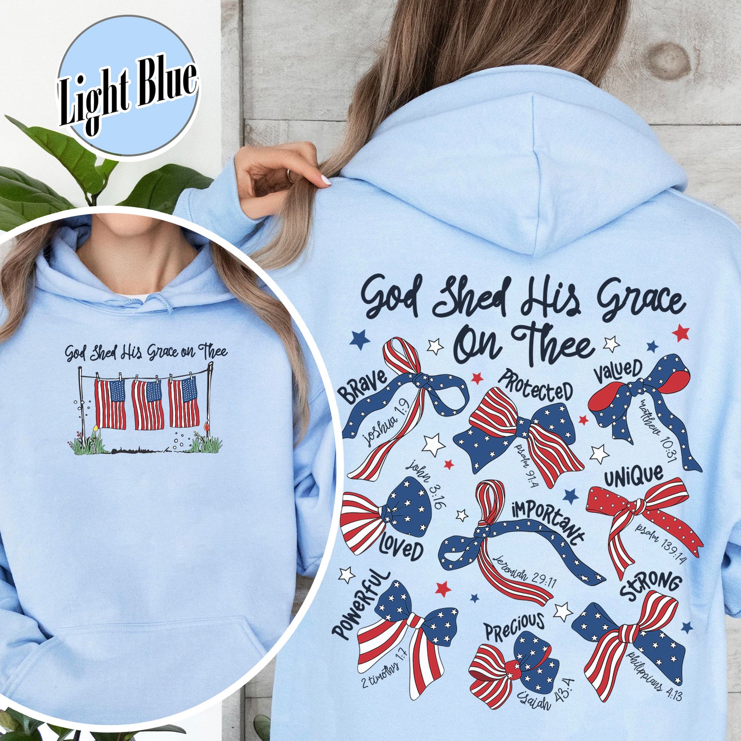 4th of July Hoodie, God Shed His Grace on Thee Hoodie, Christian Patriotic Sublimation Hoodie