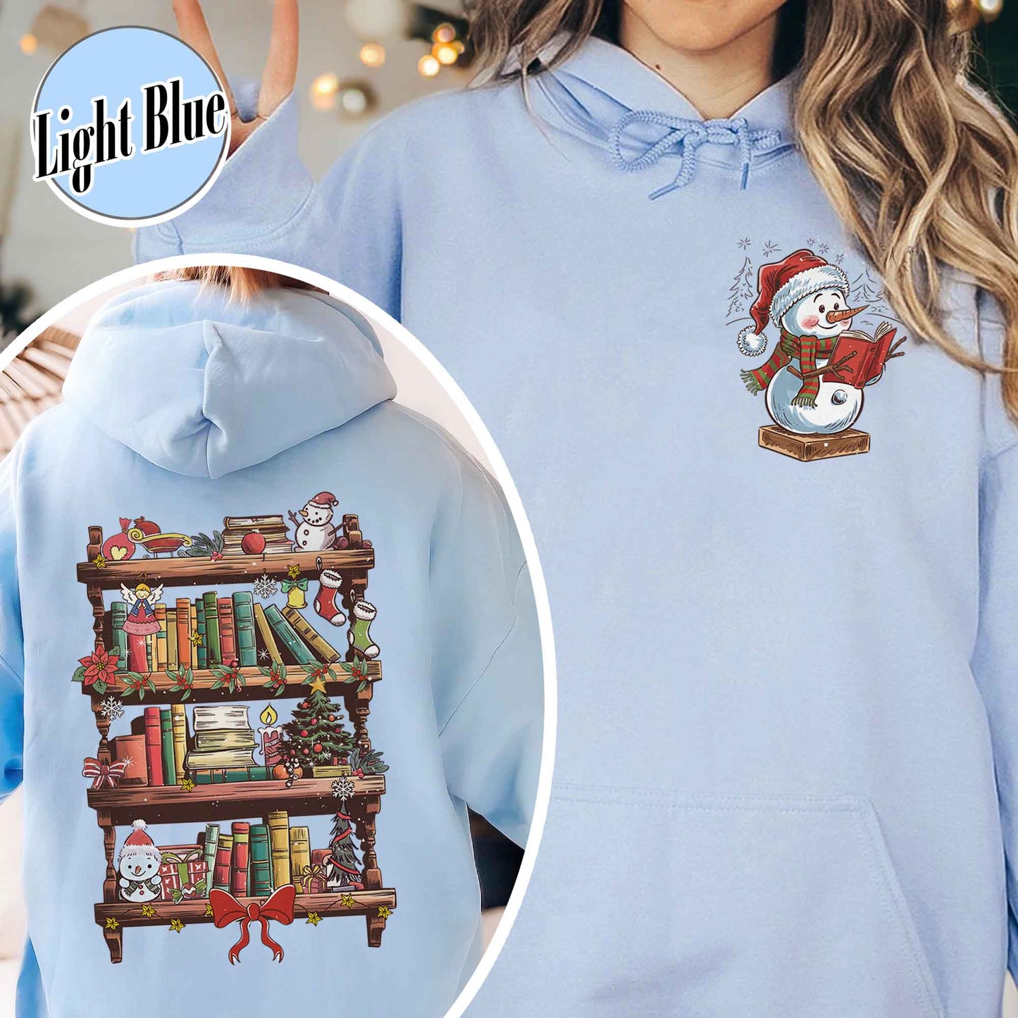 Funny Librarian Hoodie, Book Lover Librarian Gift, Bookworm Christmas Hoodie, Library Hoodie for Christmas, Snowman Read Book Hoodie