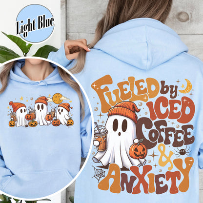 Halloween Ghost Iced Coffee Hoodie, Cute Ghost Drink Coffee Hoodie, Little Ghost Iced Coffee Hoodie