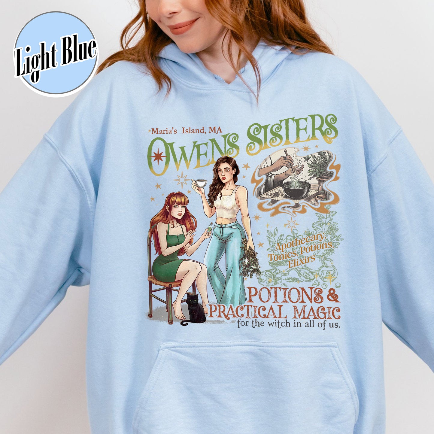 Salem Apothecary Halloween Hoodie, Owens Sisters Apothecary Witchy Hoodie