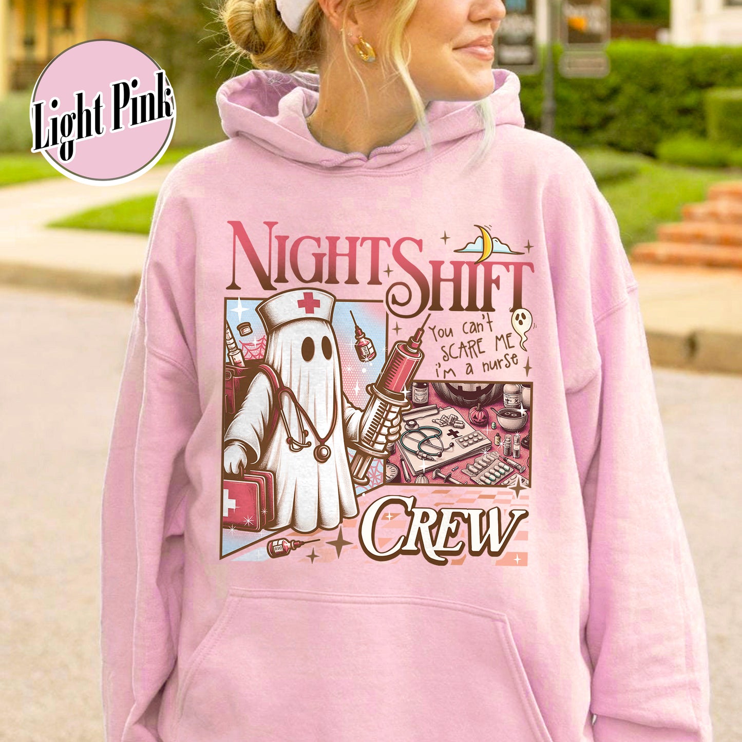 Halloween RN Hoodie, Night Shift Crew Ghost Hoodie, Registered Nurse Halloween Hoodie