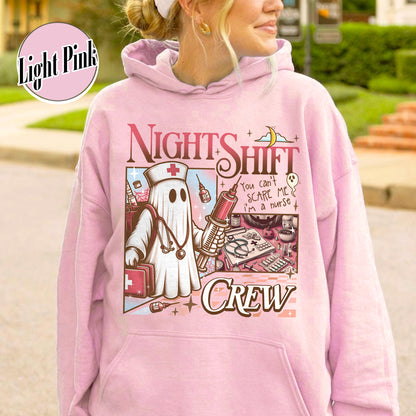 Halloween RN Hoodie, Night Shift Crew Ghost Hoodie, Registered Nurse Halloween Hoodie