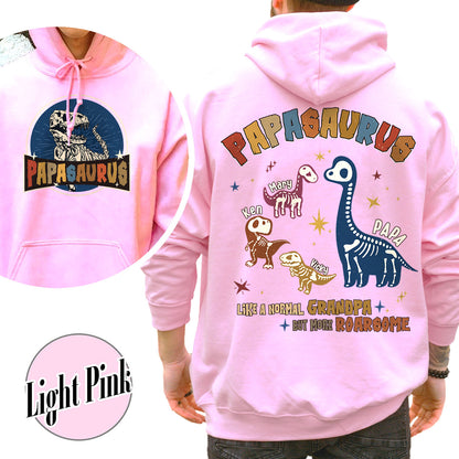 Papasaurus Hoodie, Custom Papasaurus Hoodie, Personalized Grandpasaurus Like a Normal Grandpa but More Roarsome Hoodie, Papa Hoodie, Fathers Day