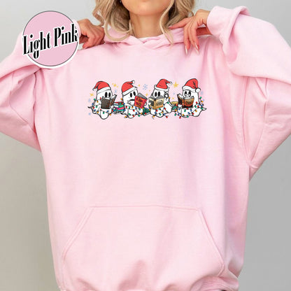Book Lover Hoodie, Christmas Cute Ghost Read Acotar Book Hoodie, Christmas Ghost Reading Hoodie