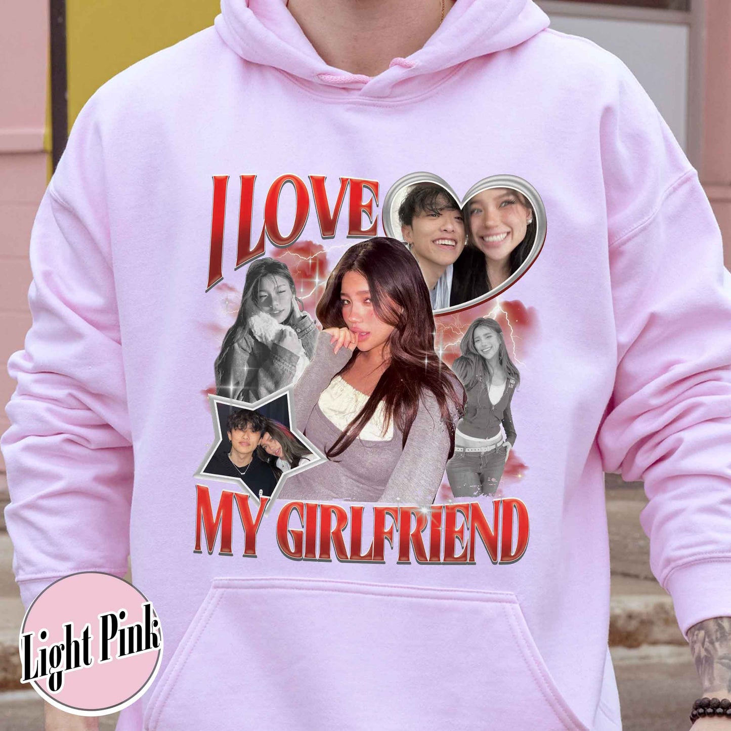 Valentine’s Day Hoodie, Custom I Love My Girlfriend Hoodie, Customm Photo Rap Hoodie