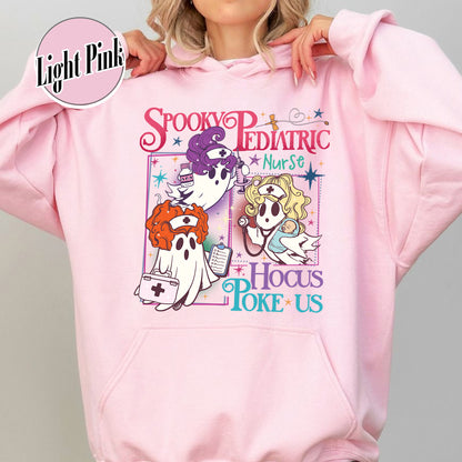 Halloween PEDs Nurse Hoodie, Hocus Poke Us Witch Nurse Hoodie, Spooky Pediatric Nurse Hoodie
