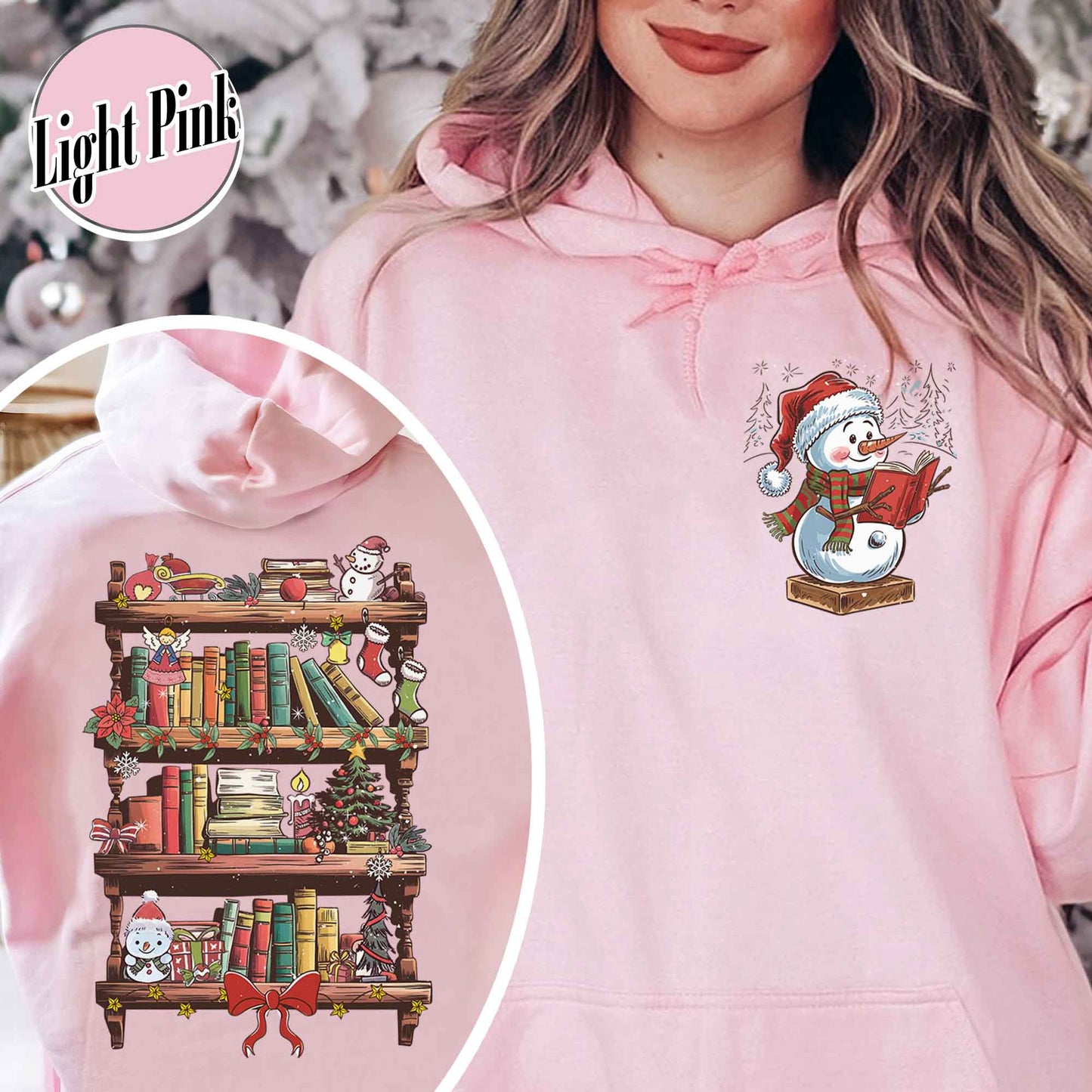 Funny Librarian Hoodie, Book Lover Librarian Gift, Bookworm Christmas Hoodie, Library Hoodie for Christmas, Snowman Read Book Hoodie