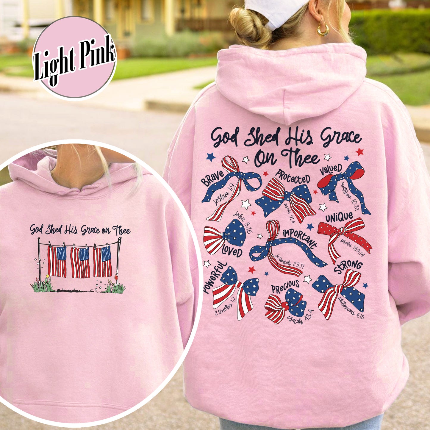 4th of July Hoodie, God Shed His Grace on Thee Hoodie, Christian Patriotic Sublimation Hoodie