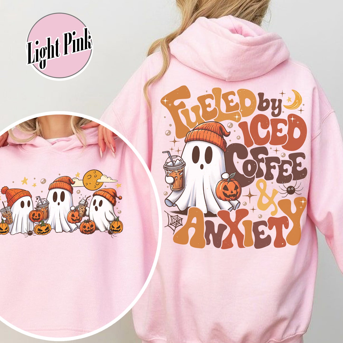 Halloween Ghost Iced Coffee Hoodie, Cute Ghost Drink Coffee Hoodie, Little Ghost Iced Coffee Hoodie