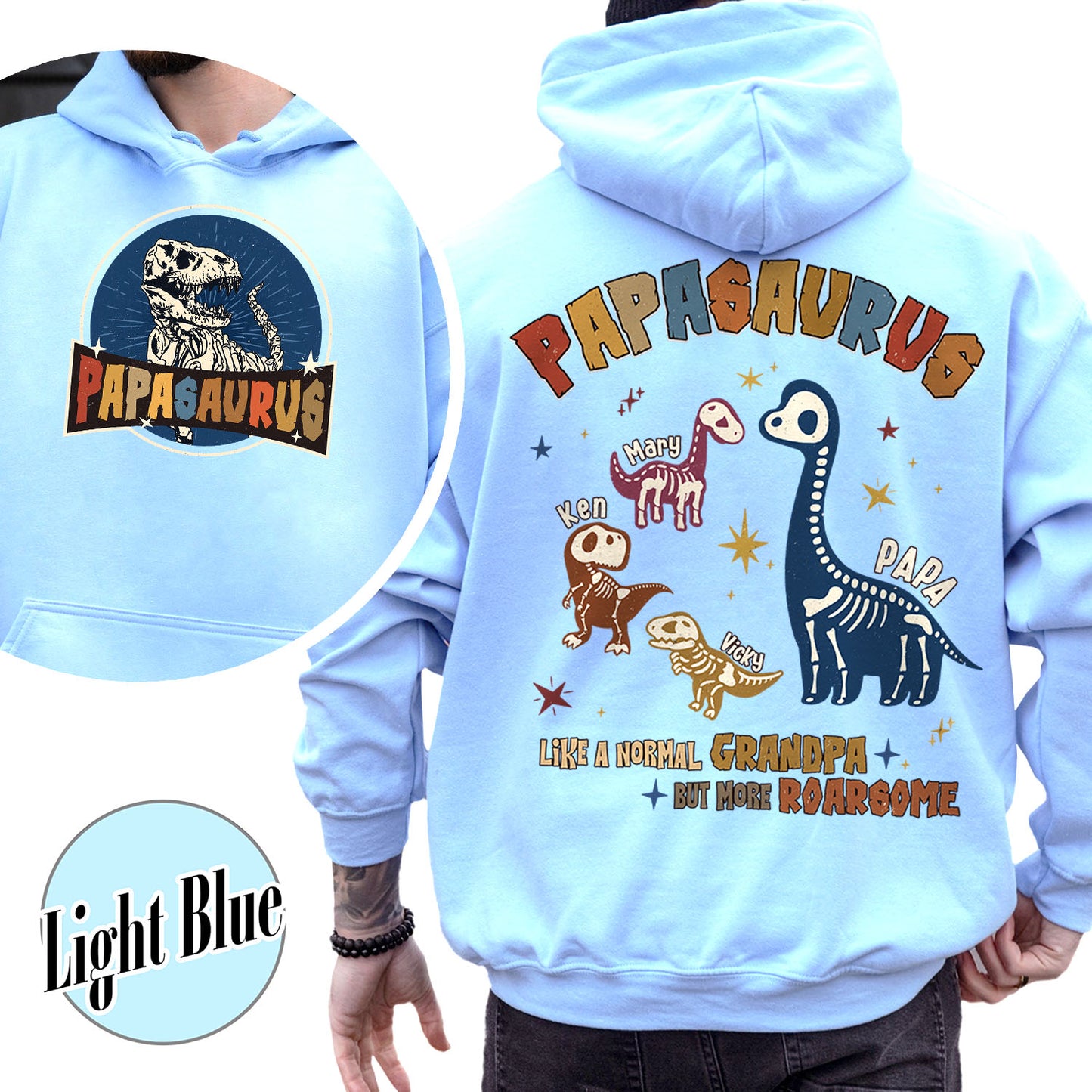 Papasaurus Hoodie, Custom Papasaurus Hoodie, Personalized Grandpasaurus Like a Normal Grandpa but More Roarsome Hoodie, Papa Hoodie, Fathers Day