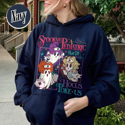 Halloween PEDs Nurse Hoodie, Hocus Poke Us Witch Nurse Hoodie, Spooky Pediatric Nurse Hoodie