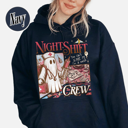 Halloween RN Hoodie, Night Shift Crew Ghost Hoodie, Registered Nurse Halloween Hoodie