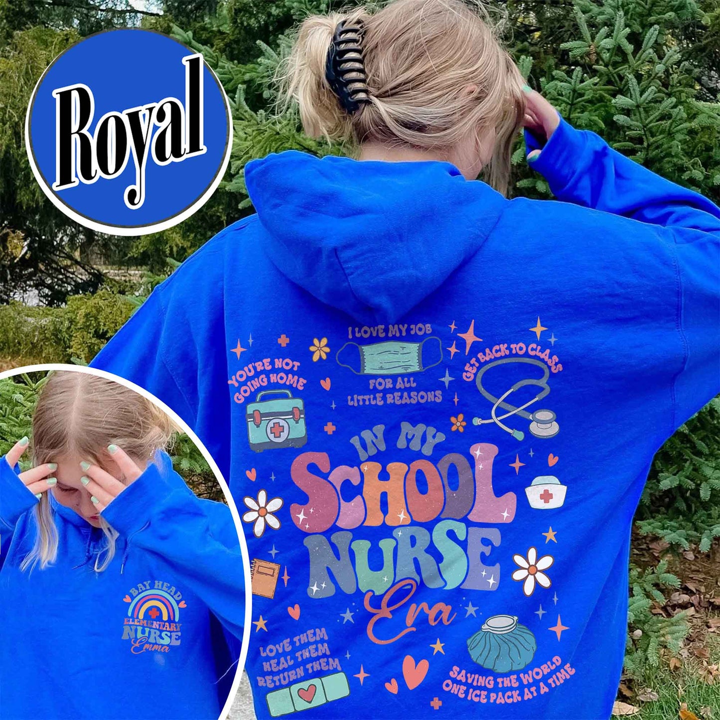 Personalized School Nurse Hoodie, Custom Nurse Hoodies, Nursing School Hoodie, Nursing School Gift, in My Nursing School Era Hoodie